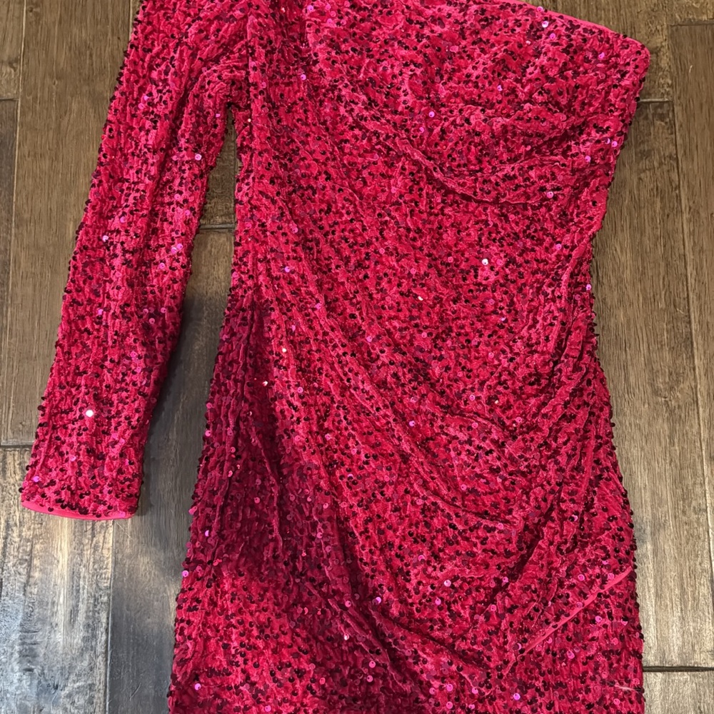 SHEIN Pink Asymmetrical Ruched Bodycon Dress